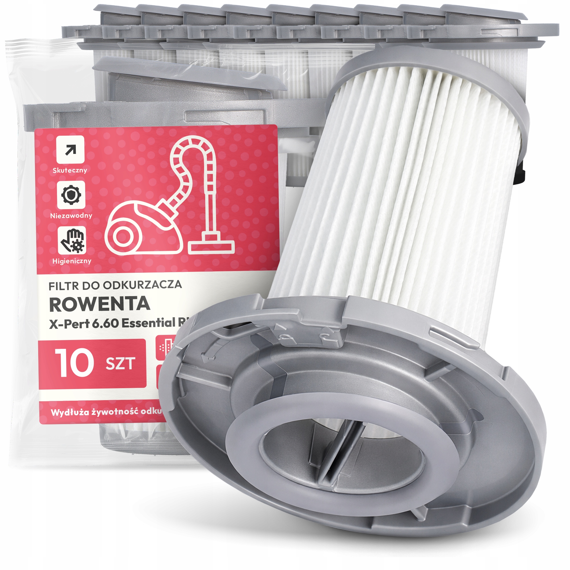 10x Filtr Pro Vysavač Rowenta X-Pert 6.60 Essential RH6838WO Em-w