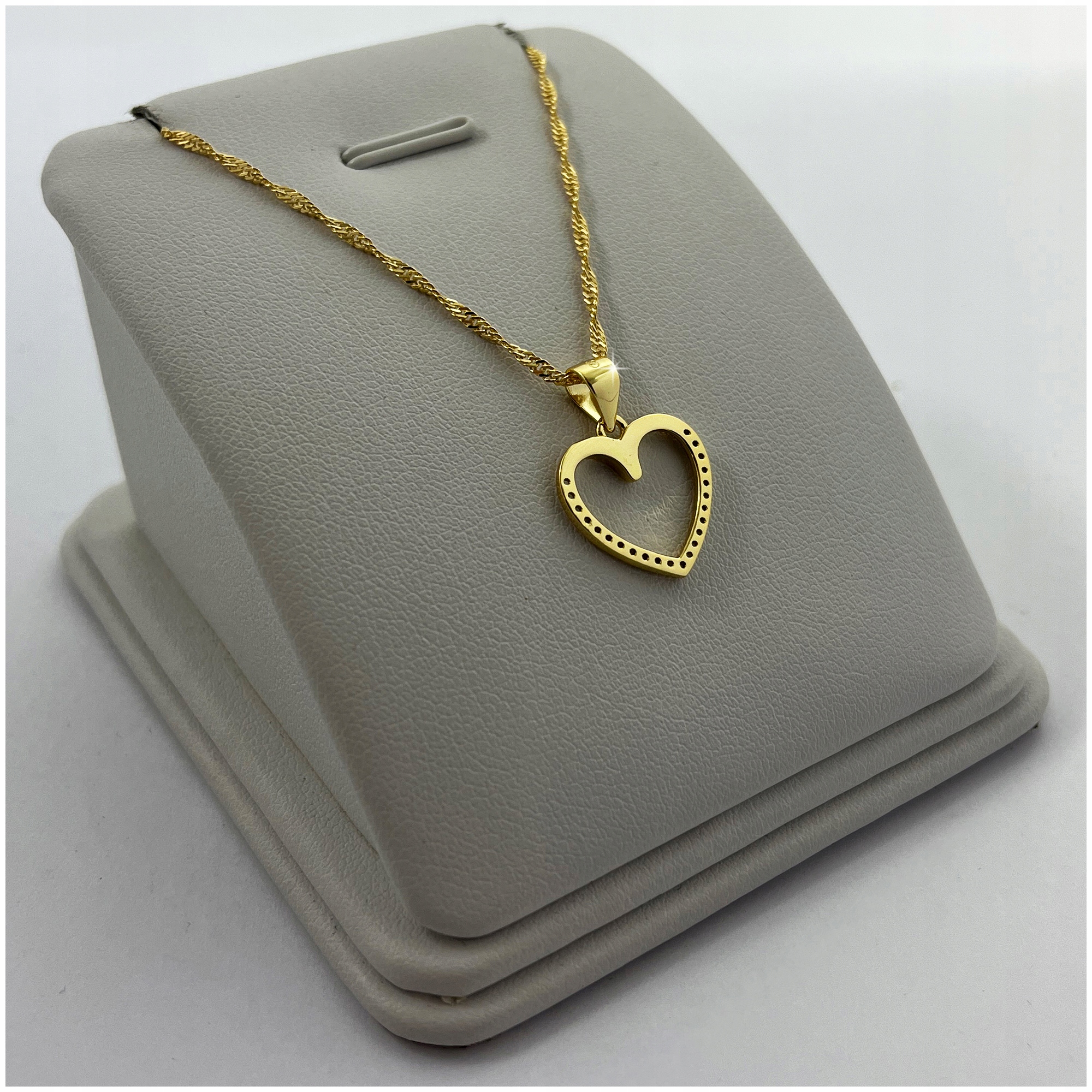 ZŁOTY NASZYJNIK SERCE 925 + RÓŻA WIECZNA LED - PREZENT DLA CÓRKI, WNUCZKI Próba srebra 925