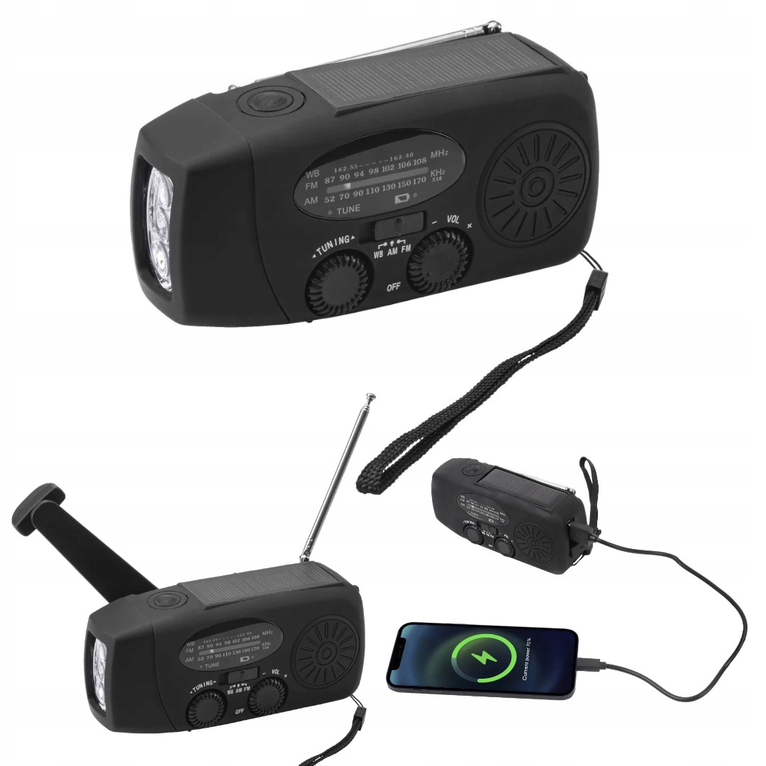 Rádio na kliku Fm solární svítilna nabíječka