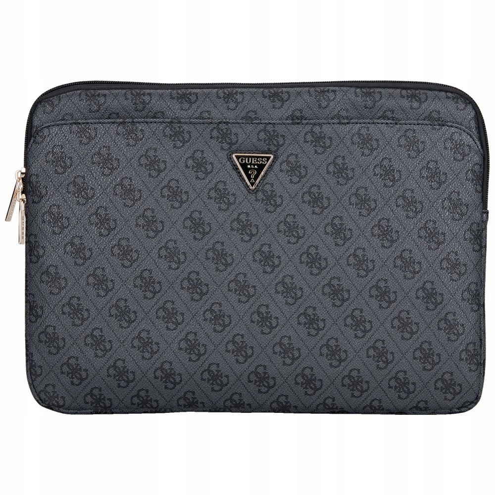 Taška na notebook Guess Sleeve 4G s trojúhelníkovým logem a zipem 14" černá