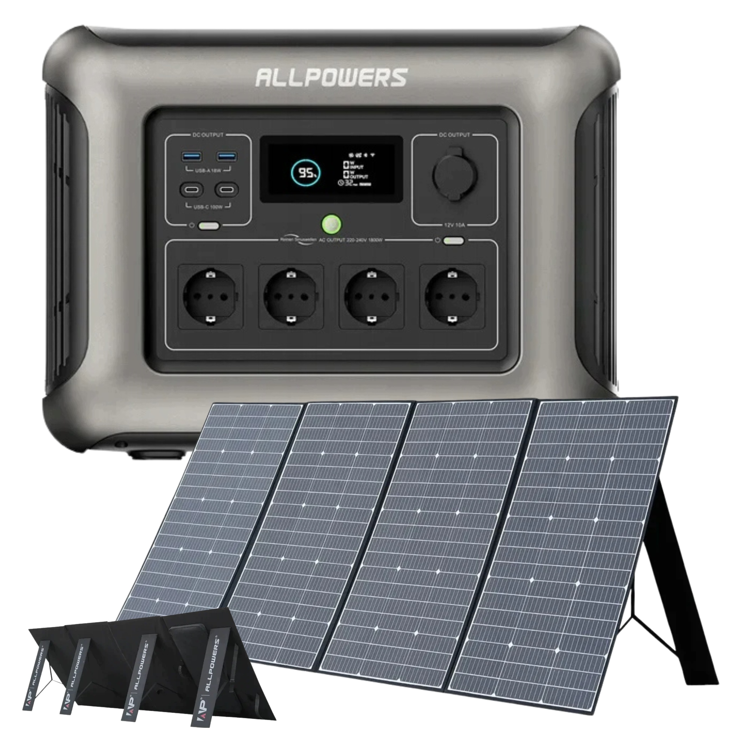 Přenosná nabíječka Allpowers R1500 1800W 1152Wh se solárním panelem 400W Xt60