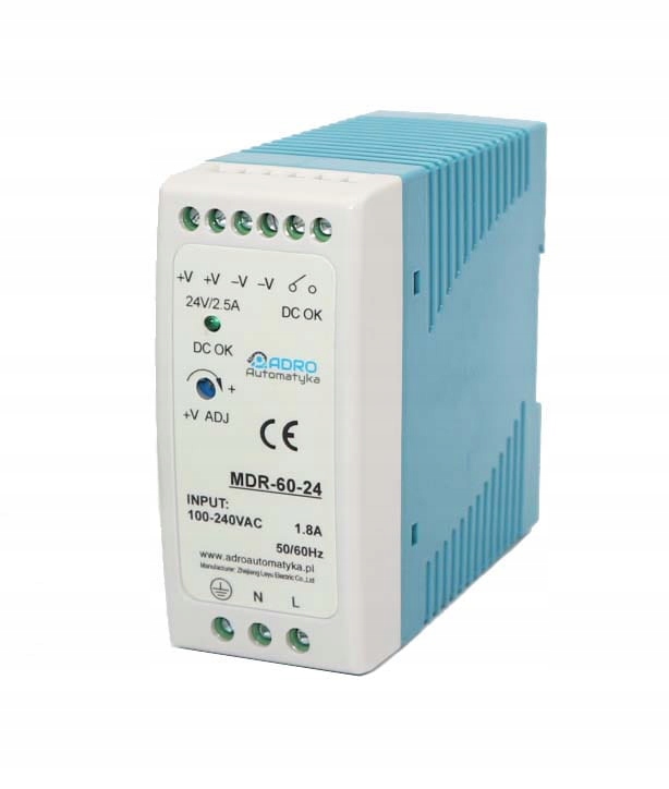 

Zasilacz impulsowy MDR-60-24 24V 2.5A na szynę Din