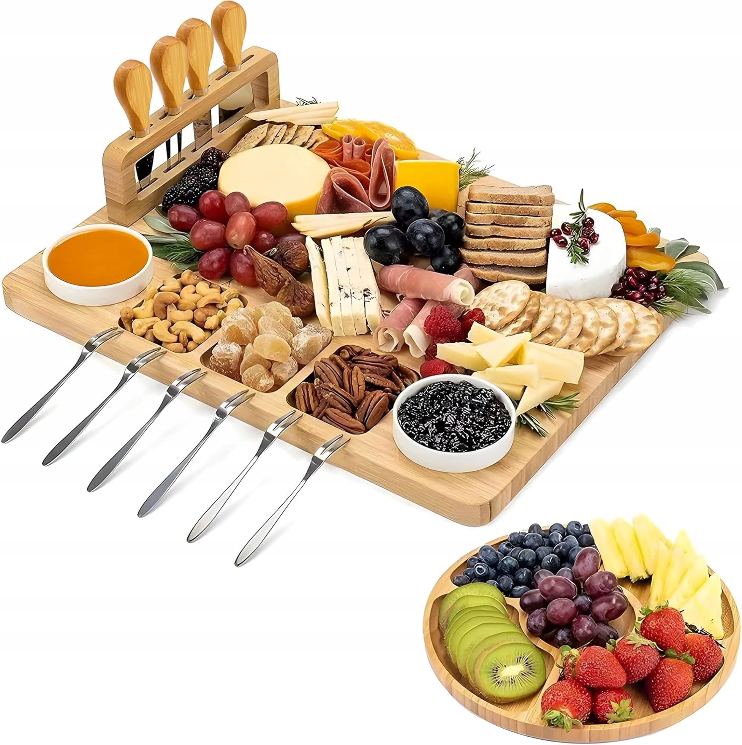 Deska Do Serów I Tapas Bambusowa Z Akcesoriami Stojak