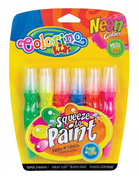 COLORINO FARBY Z PĘDZELKIEM 6 KOLORÓW NEON TUBKI