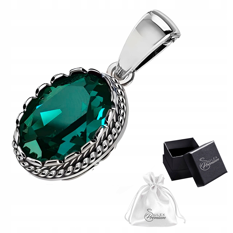 Stříbrný přívěsek ryzost 925 Elegantní Přívěsek Křišťál Emerald Větší Model