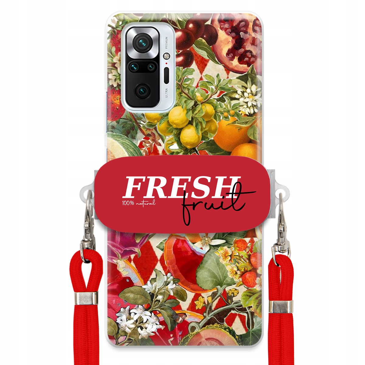 Puzdro pre Xiaomi Redmi Note 10 Pro Max Červené vodítko držiak Fresh Fruit