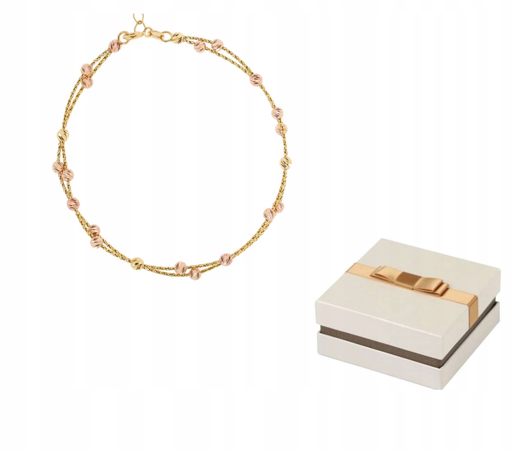 Zlato 585 Zlatý náramek Pevný s kuličkami 14 karátů BZ159