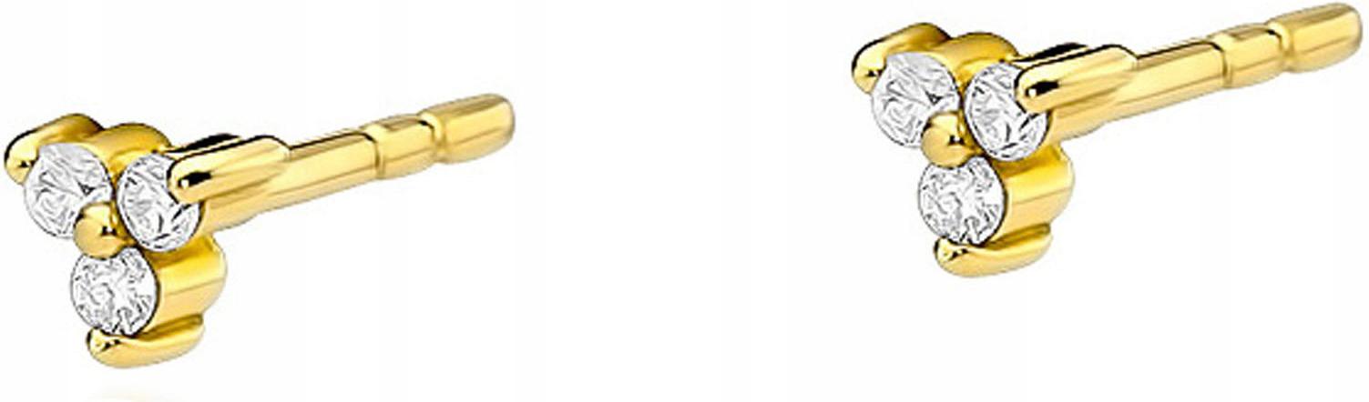 Zlaté náušnice 585 s diamanty, šroubky 0,09 ct, vkusné jako dárek