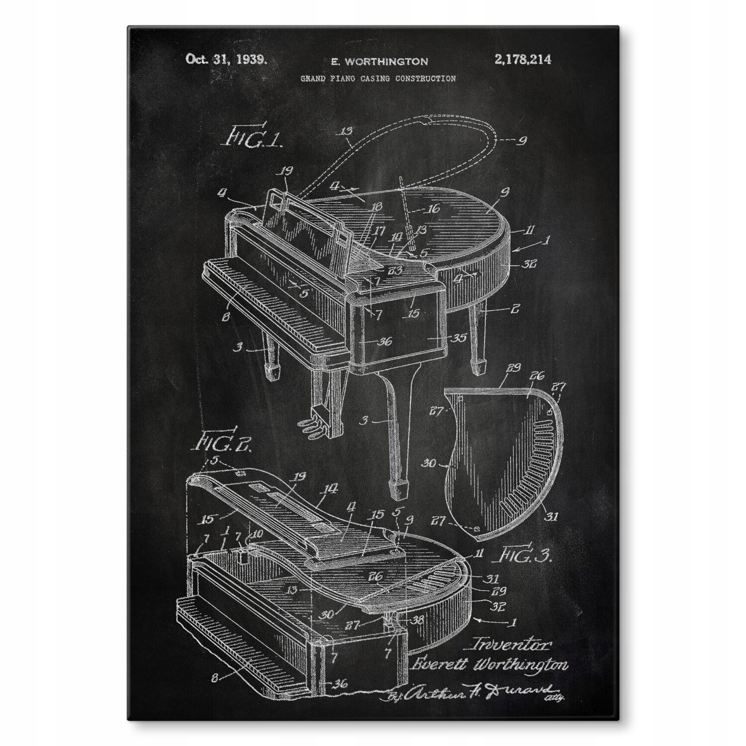 Kovový plakát Grand Piano nástroj slate Szyld Plech 30 x 42 cm Zdarma