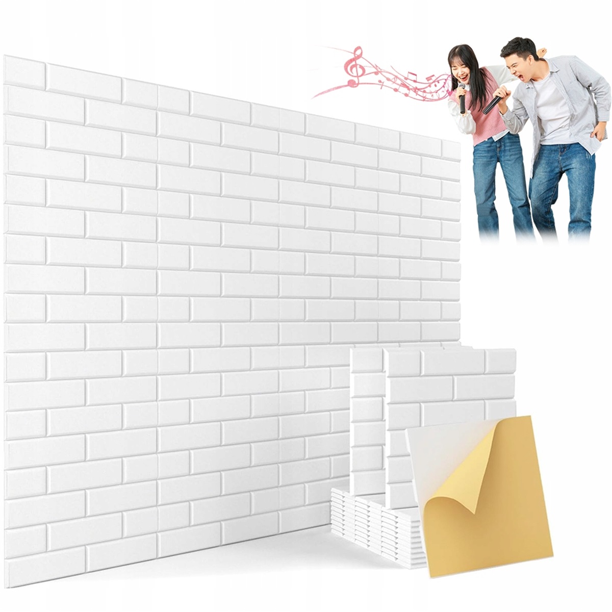 Bílé Akustické Samolepicí Panely Cihlový Design Nahrávací Studio
