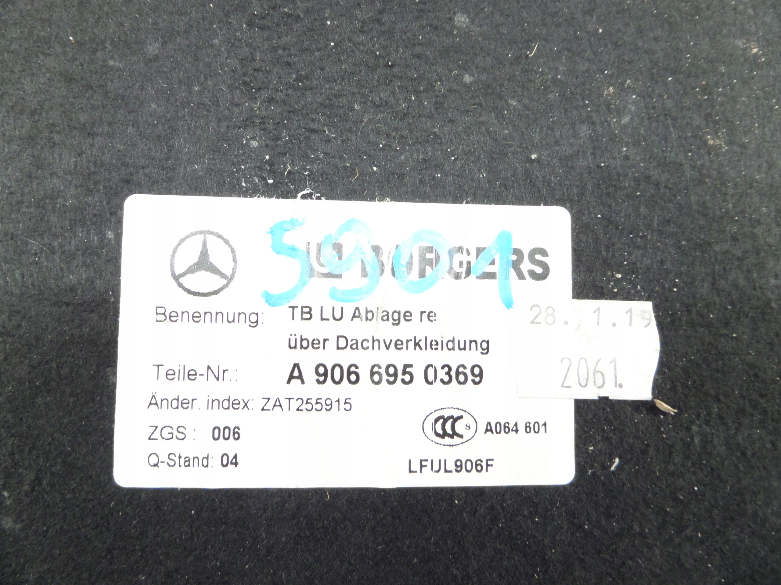 plato střechy pravá MERCEDES SPRINTER W906 A9066950369