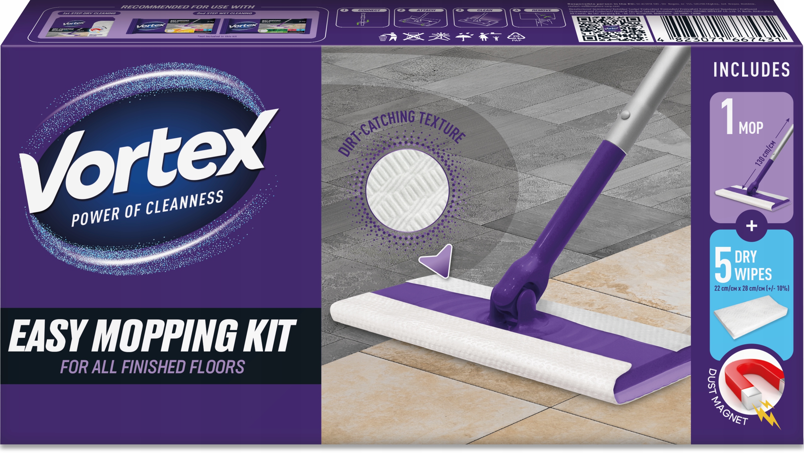 Levně Vortex Sada Prostředek na čištění podlah (mop 5 suchých utěrek)