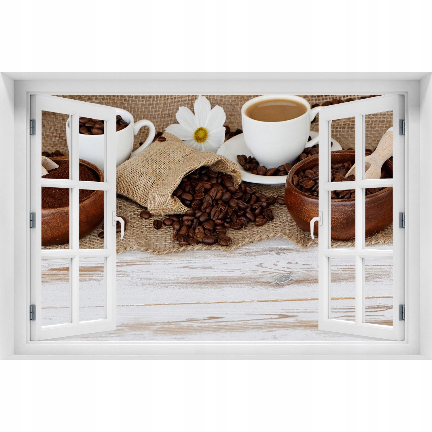 

3D Okno Naklejka na ścianę Filiżanka kawy 90x60