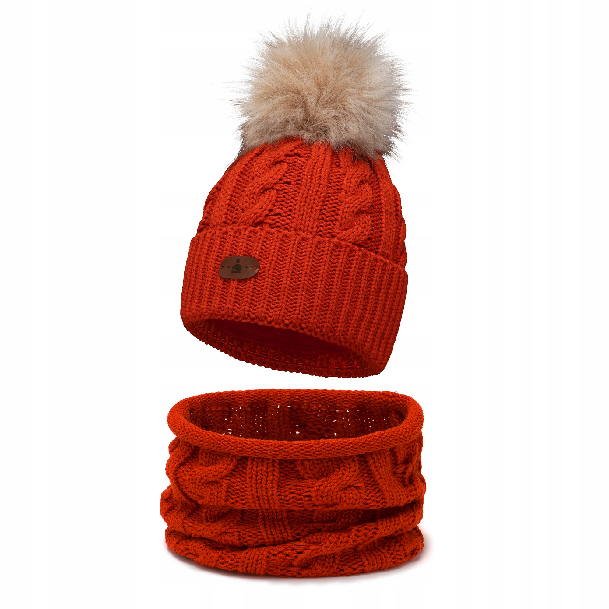 

Czapka zimowa z pomponem komin Ceglasty 50-54