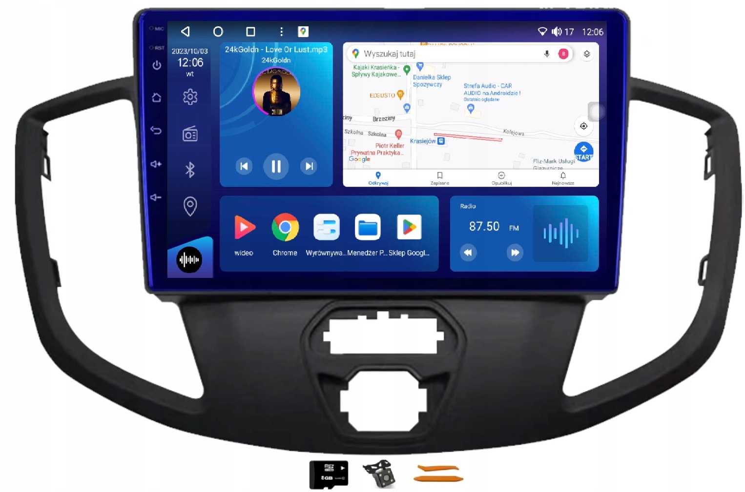 Rádio Android Navigácia Qled Carplay 64GB Lte Gps Dsp Ford Transit 15-18