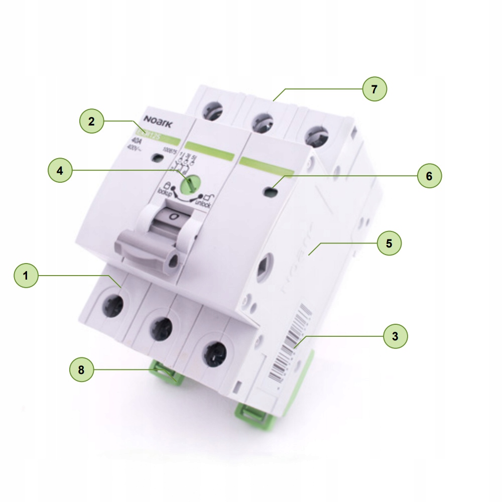 NOARK Rozłącznik modułowy 1P 63A Ex9BI 102382 Marka Noark