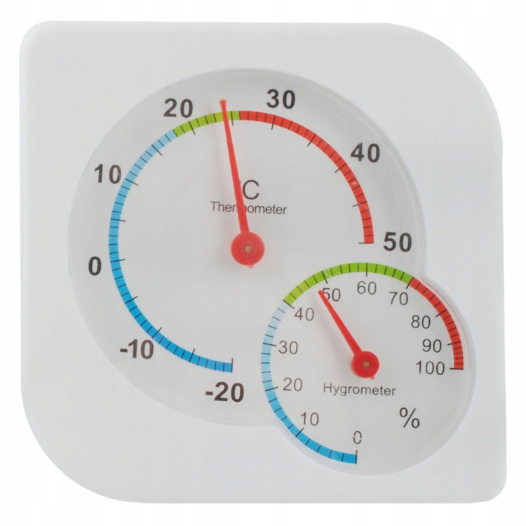Higrometr Termometr wewnętrzny analogowy biały