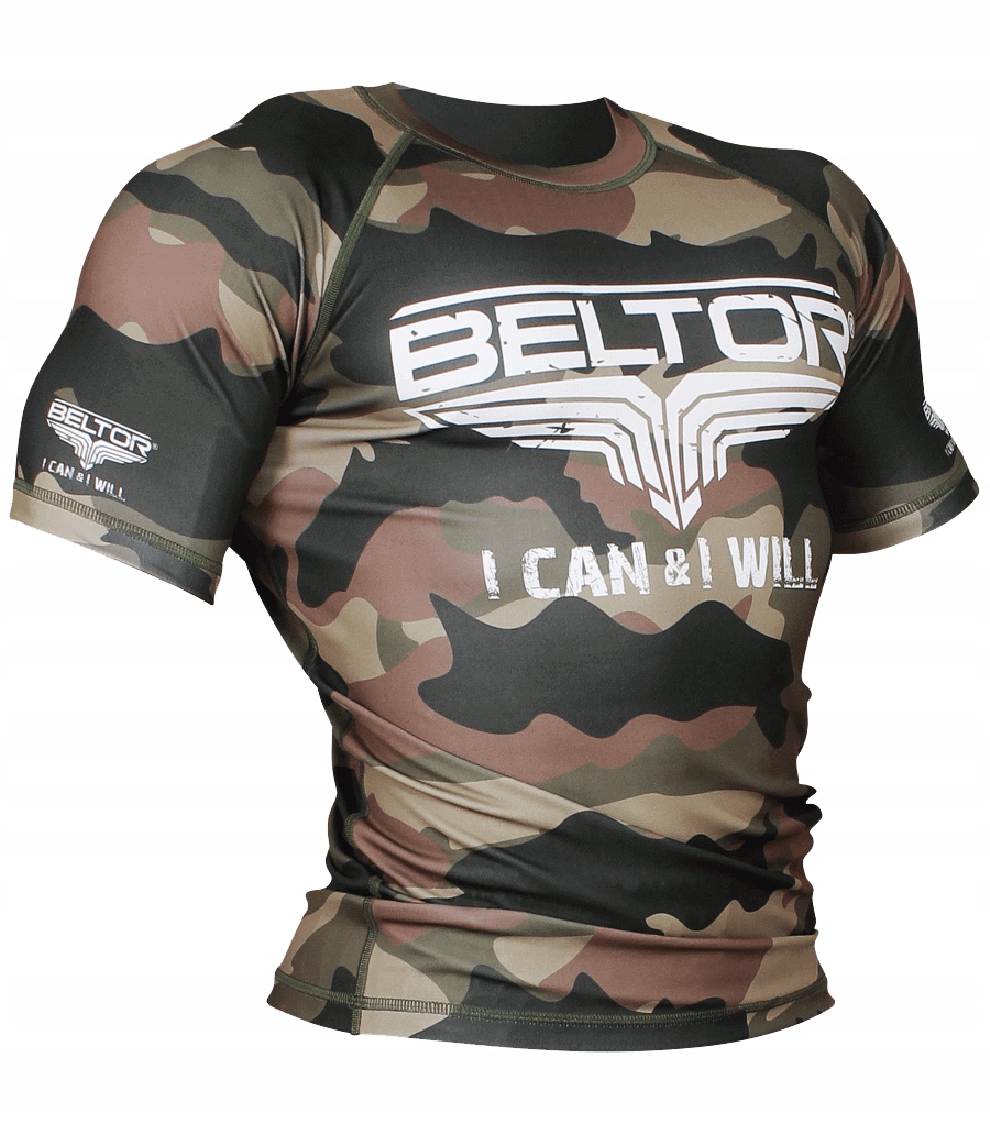 Beltor Pánské funkční tričko Rashguard s krátkým rukávem Army maskáčový XL