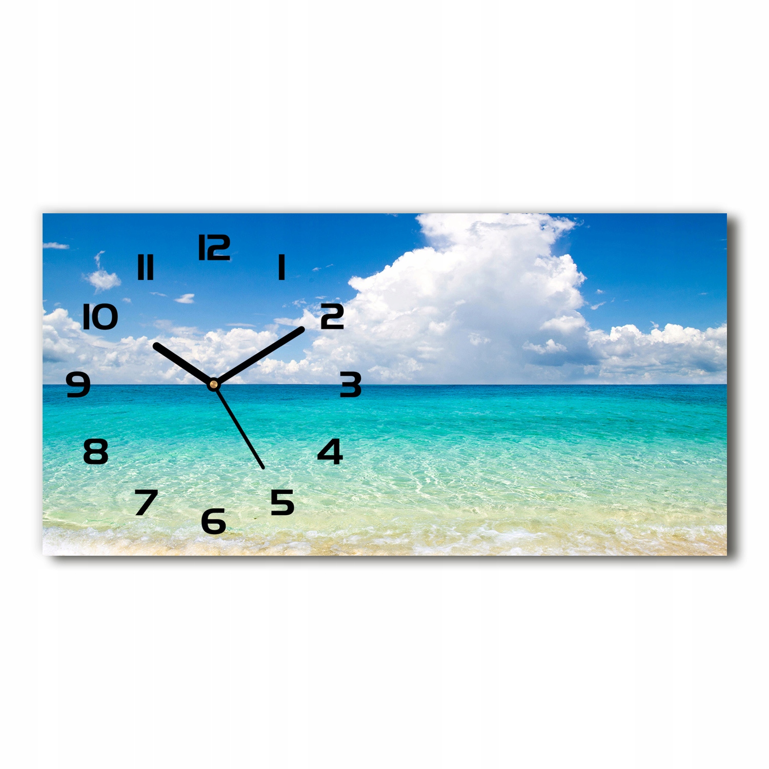 

Zegar ścienny szklany cichy Rajska plaża 60x30 cm