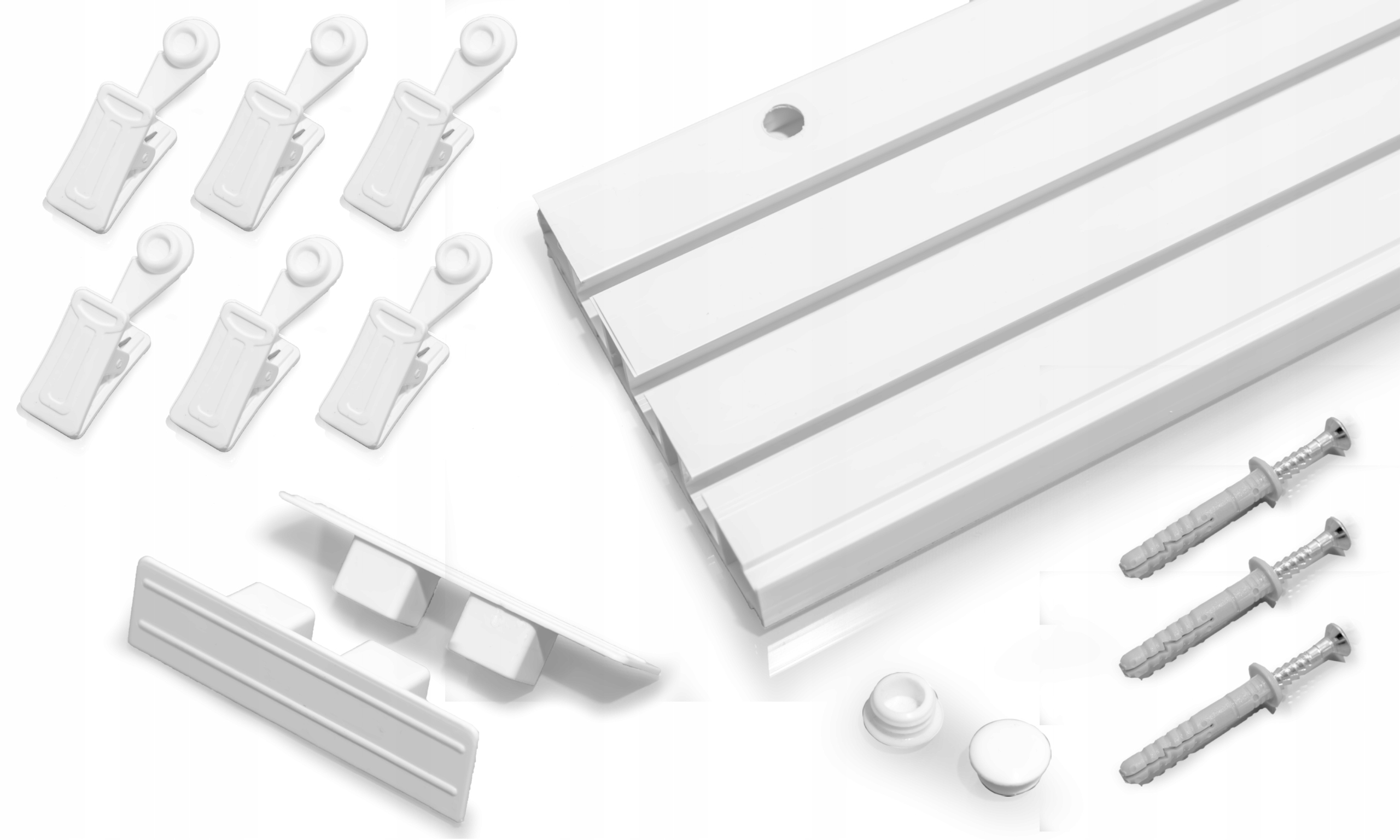 KARNISZ sufitowy Z MASKOWNICĄ trzytorowy 120 KPL Długość szyny 120 cm