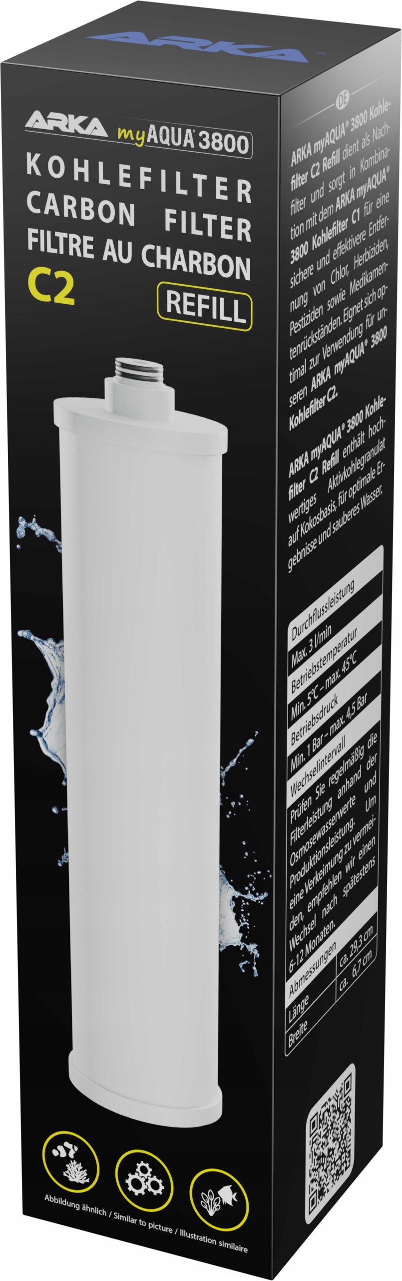 Levně Koncová Uhlíková Vložka Refill Pro Filtr RO3800 Aktivní Uhlí Akvária