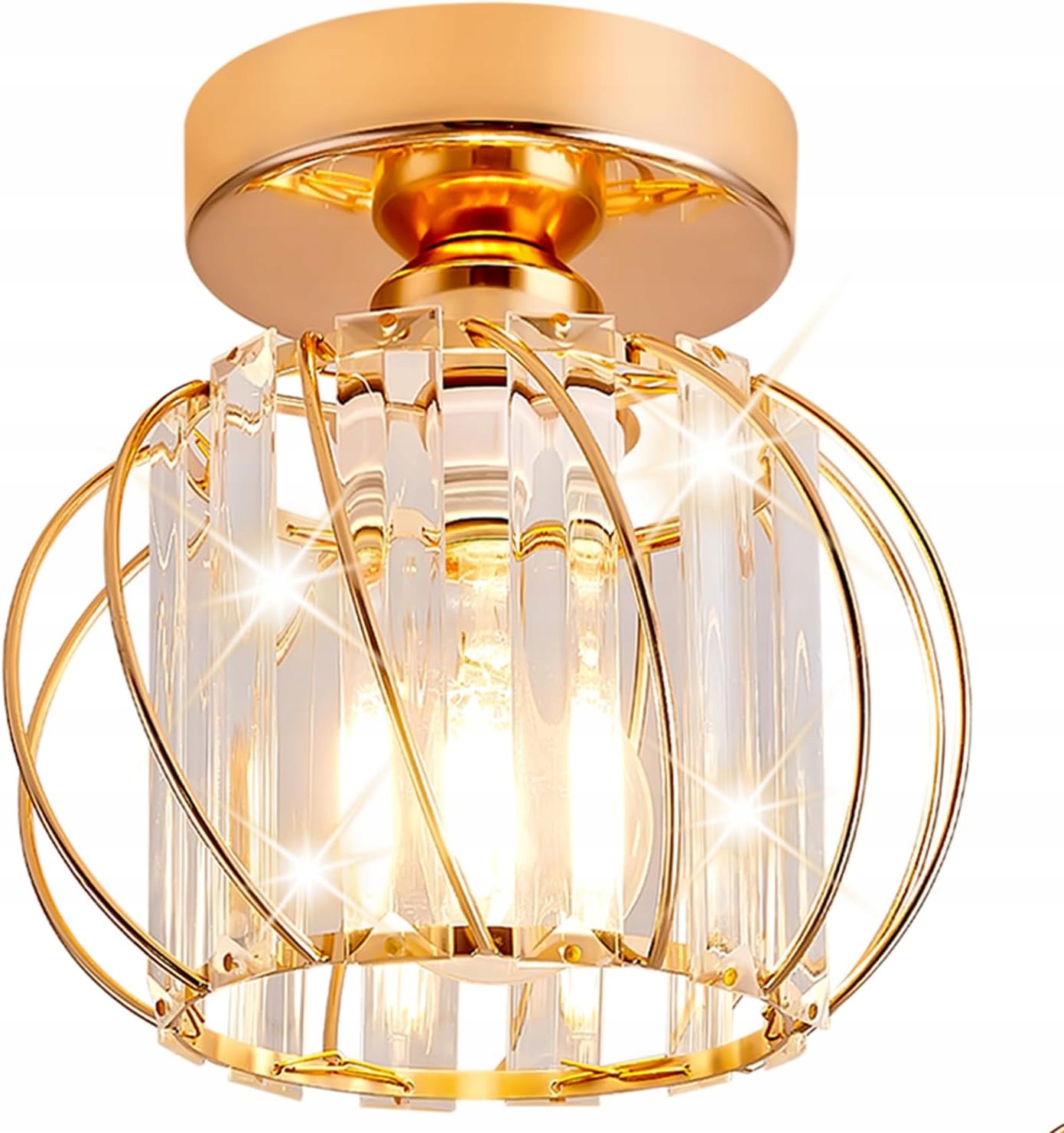 Zyrandol Krysztalowy Lampa Sufitowa Wisząca Złota E27 Nowoczesna Do Salonu