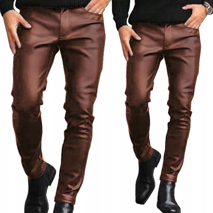 Spodnie Męskie Casual Slim Fit Rurki Woskowane a'la skóra