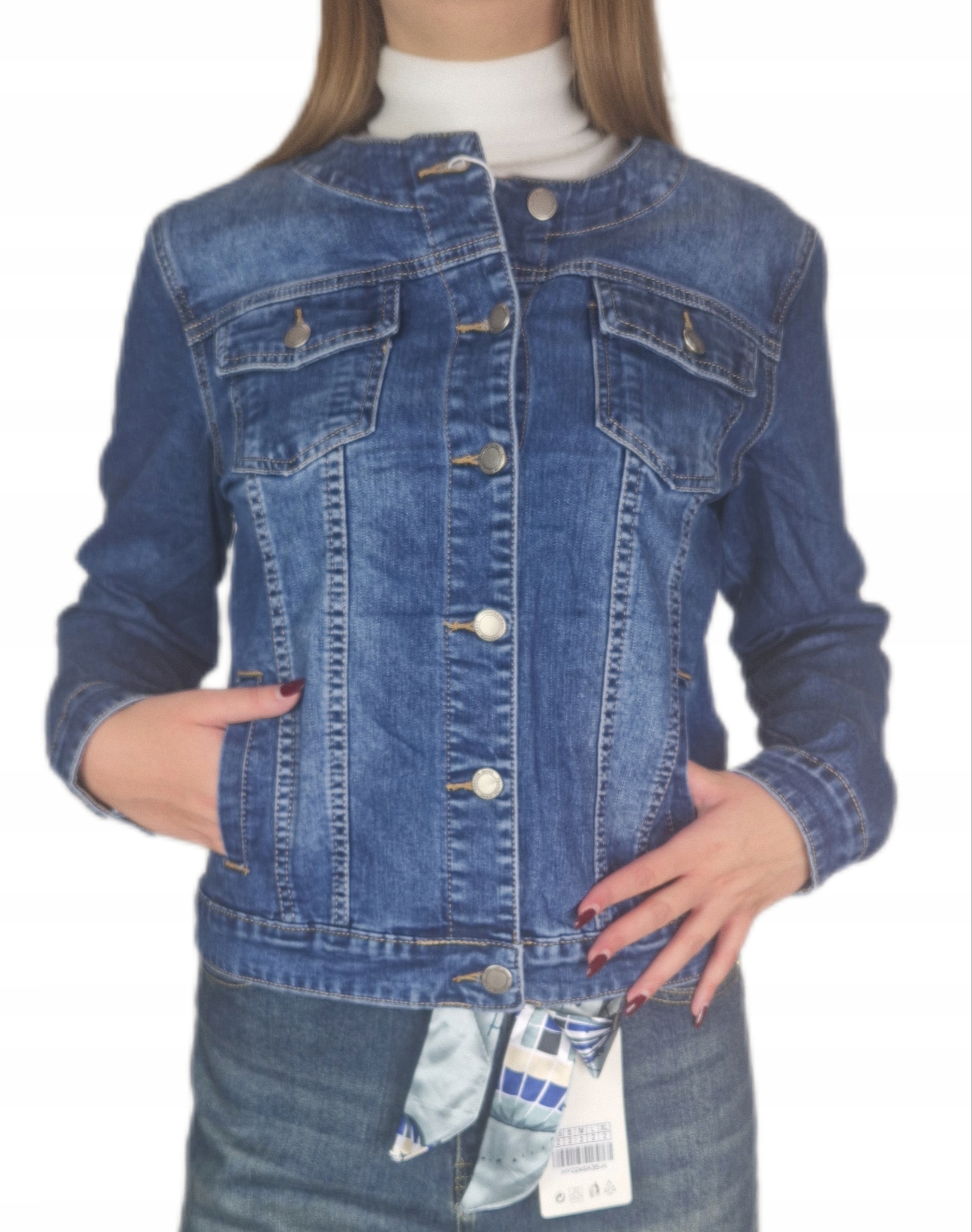 Katana Džínová Mikina Dámská bunda bez límce