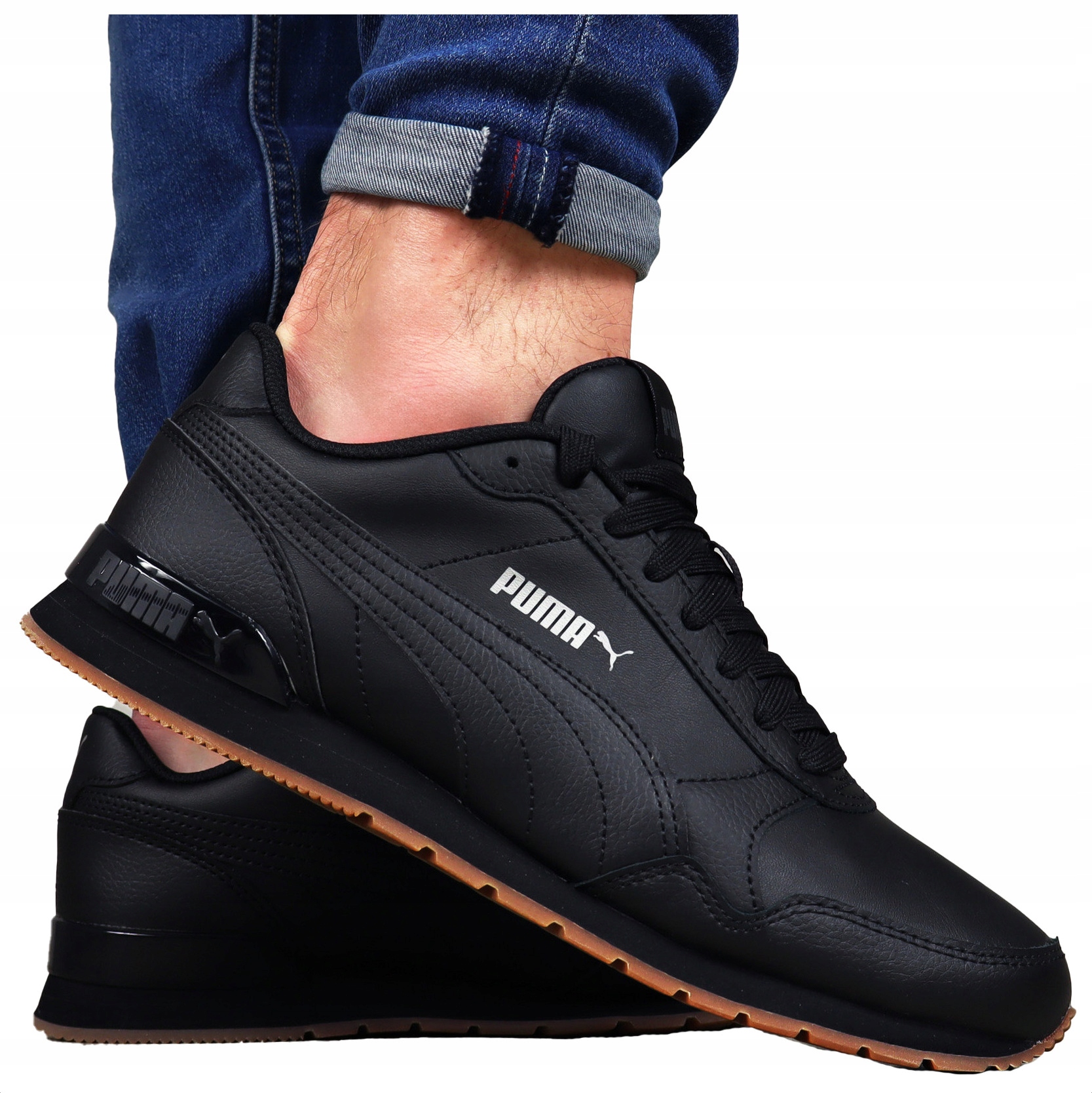 buty męskie Puma Skórzane Czarne sportowe Skóra sneakersy do pracy