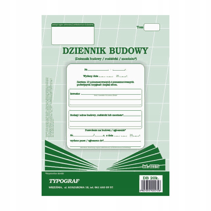 Druk- Dziennik budowy TYPOGRAF 20k.