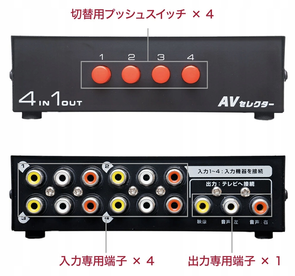 AV Selector MCO RCS-01 Rozdzielacz Sygnału AV 4/1 JAPAN