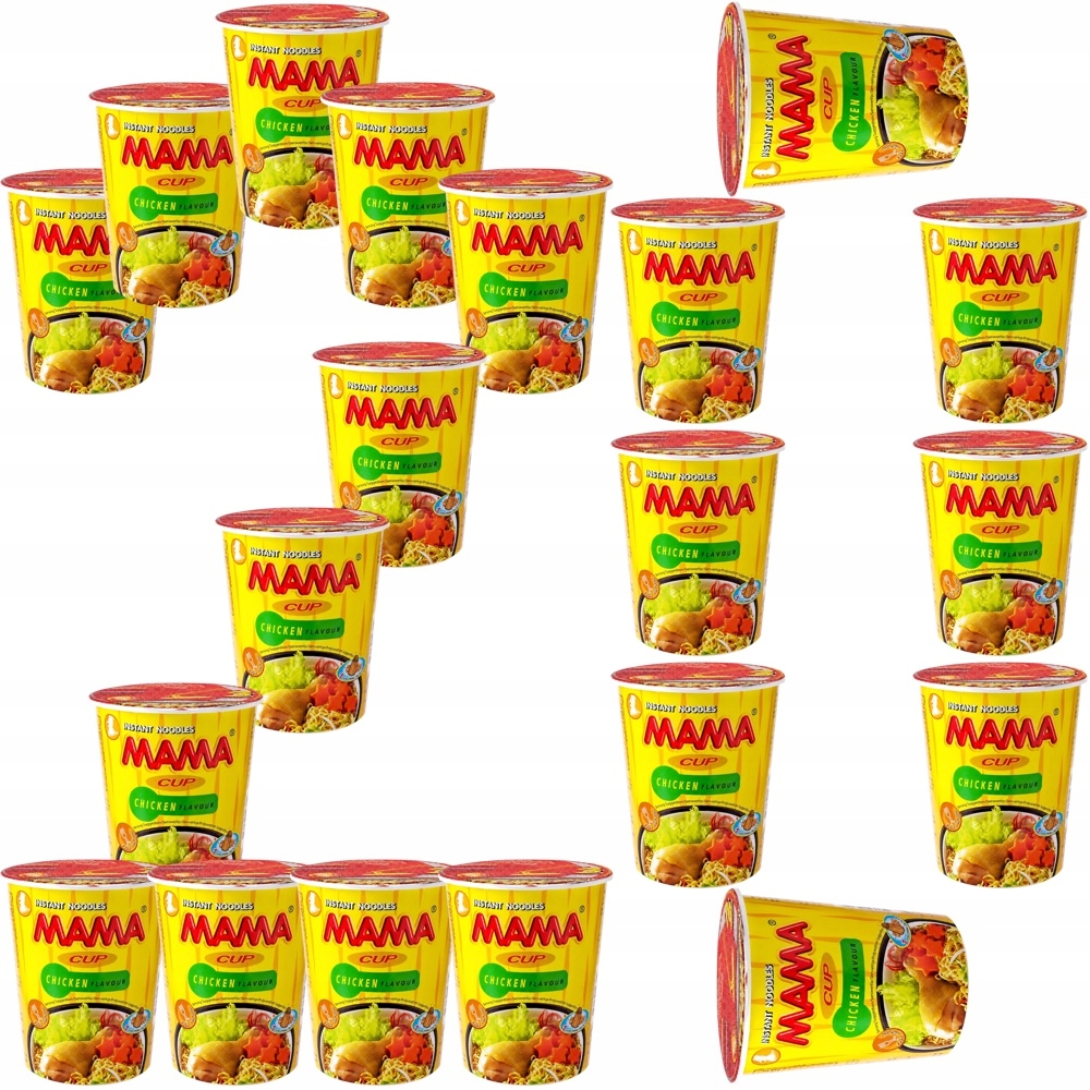20 x Thajská instantní polévka s těstovinami Instant Kuřecí hrnek Cup 70 g Mama