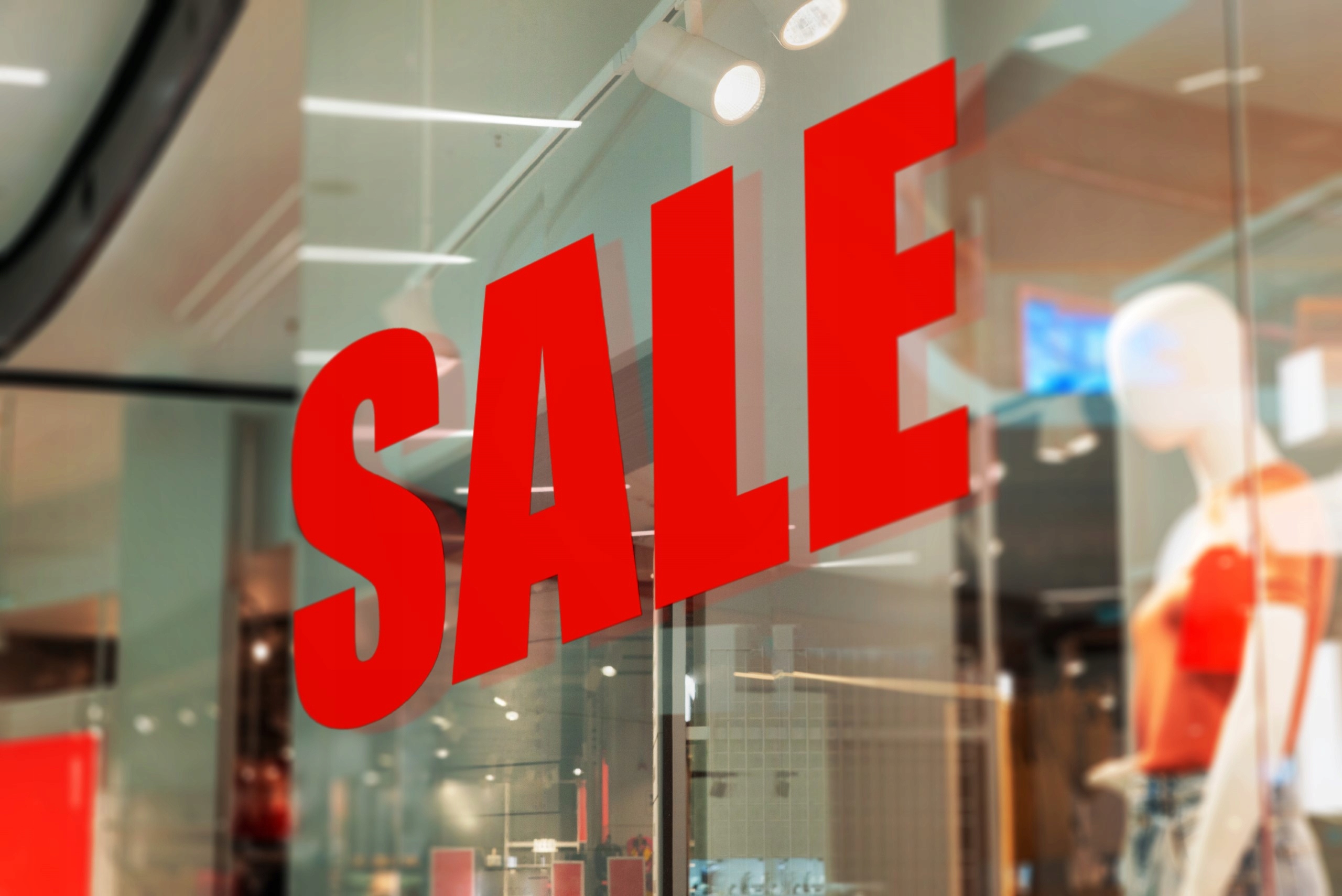 Naklejka "SALE" na szybę witrynę sklepową 100x48 cm Producent Inna