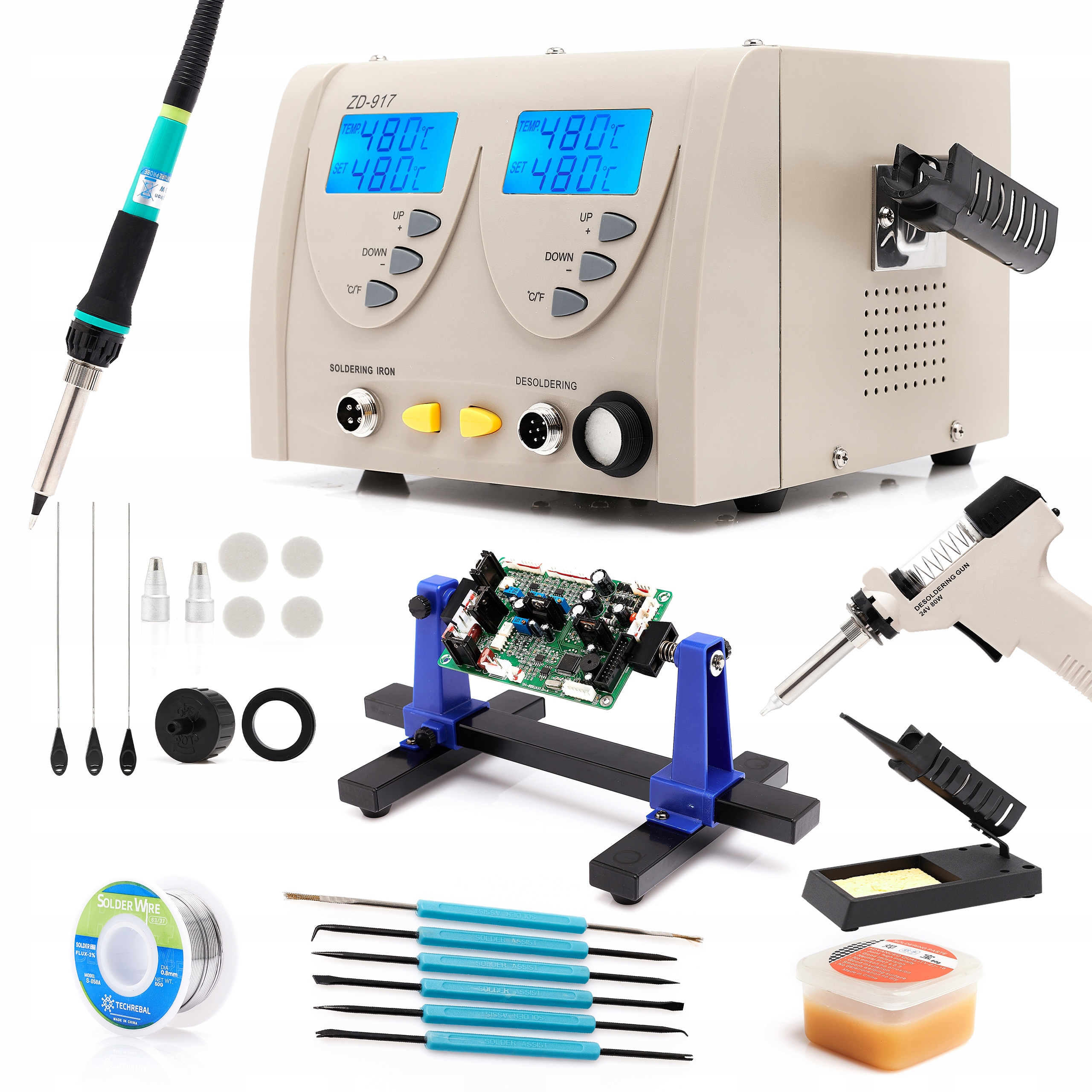 Pájecí Stanice Odpáječka 2V1 ZD-917 Digitální Odsávačka Sada Příslušenství