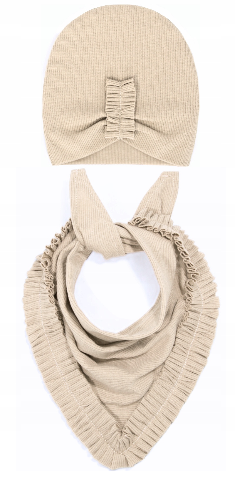 KOMPLET DZIECIĘCY BAWEŁNIANY CZAPKA PODWÓJNA CHUSTKA