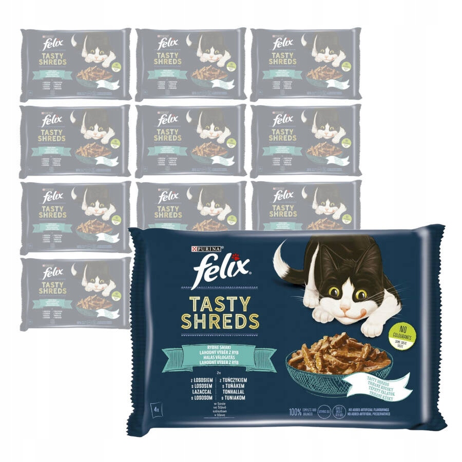 Purina Felix Tasty Shreds Krmivo Pro Kočky 48x80 g s lososem a tuňákem