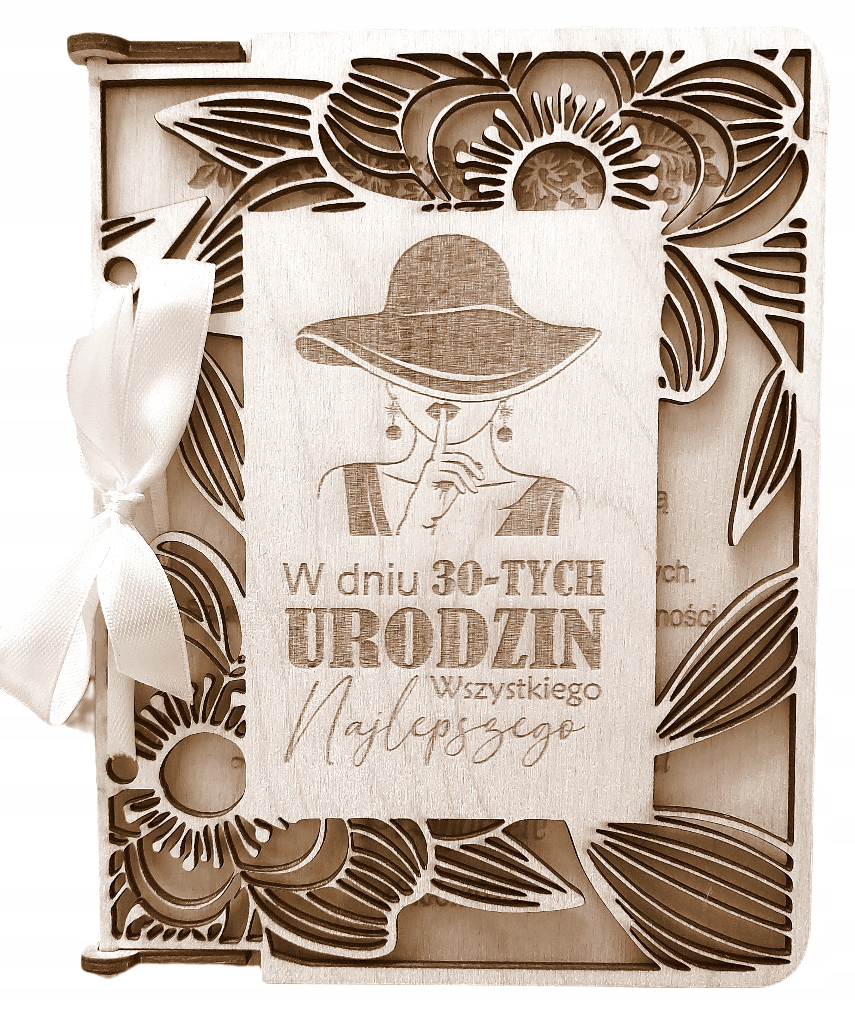 

Drewniana duża kartka Urodziny z grawerem 13x18 U4