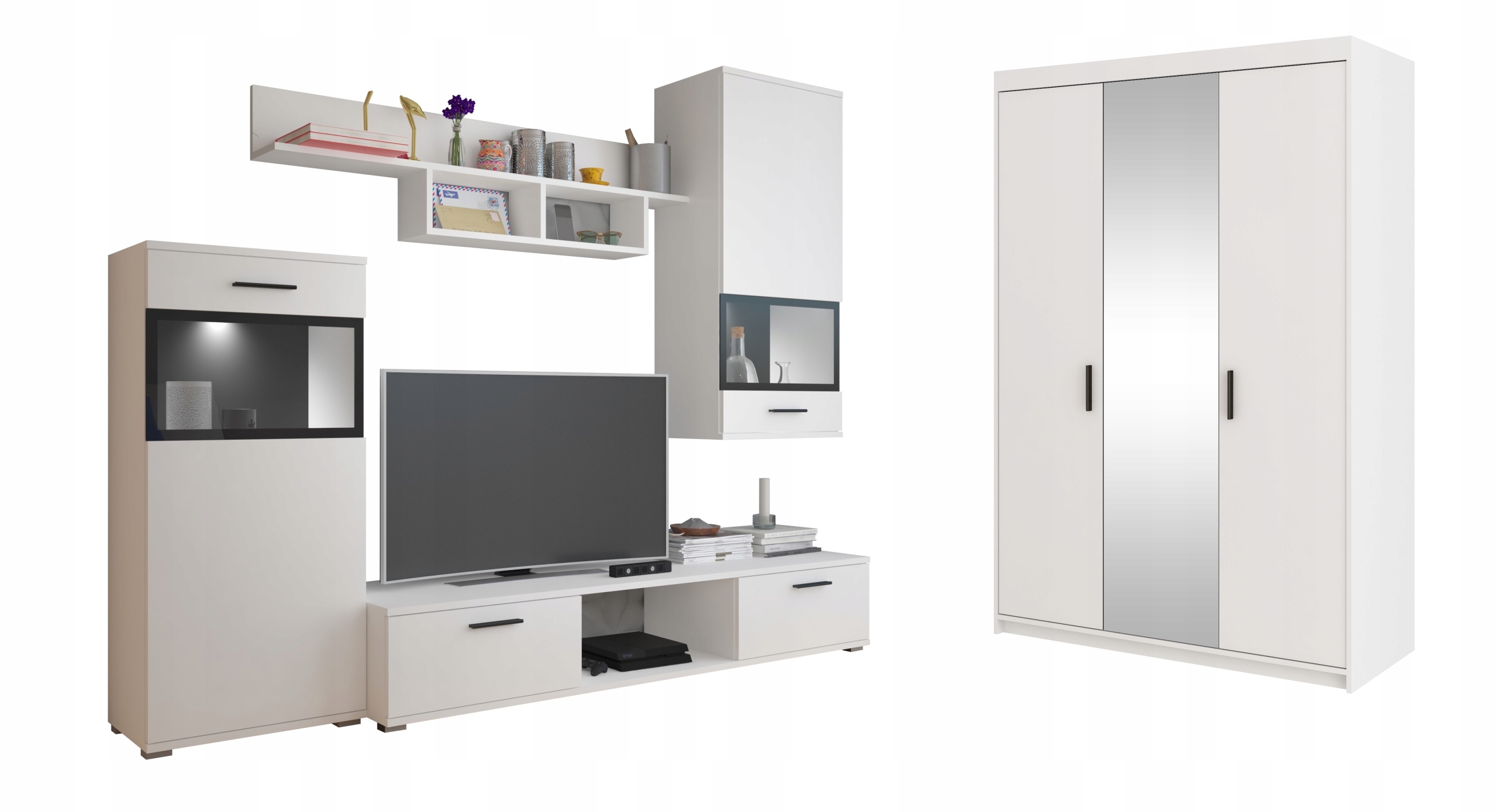 

Zestaw Meblościanka Szafa z Lustrem Brunos Biała