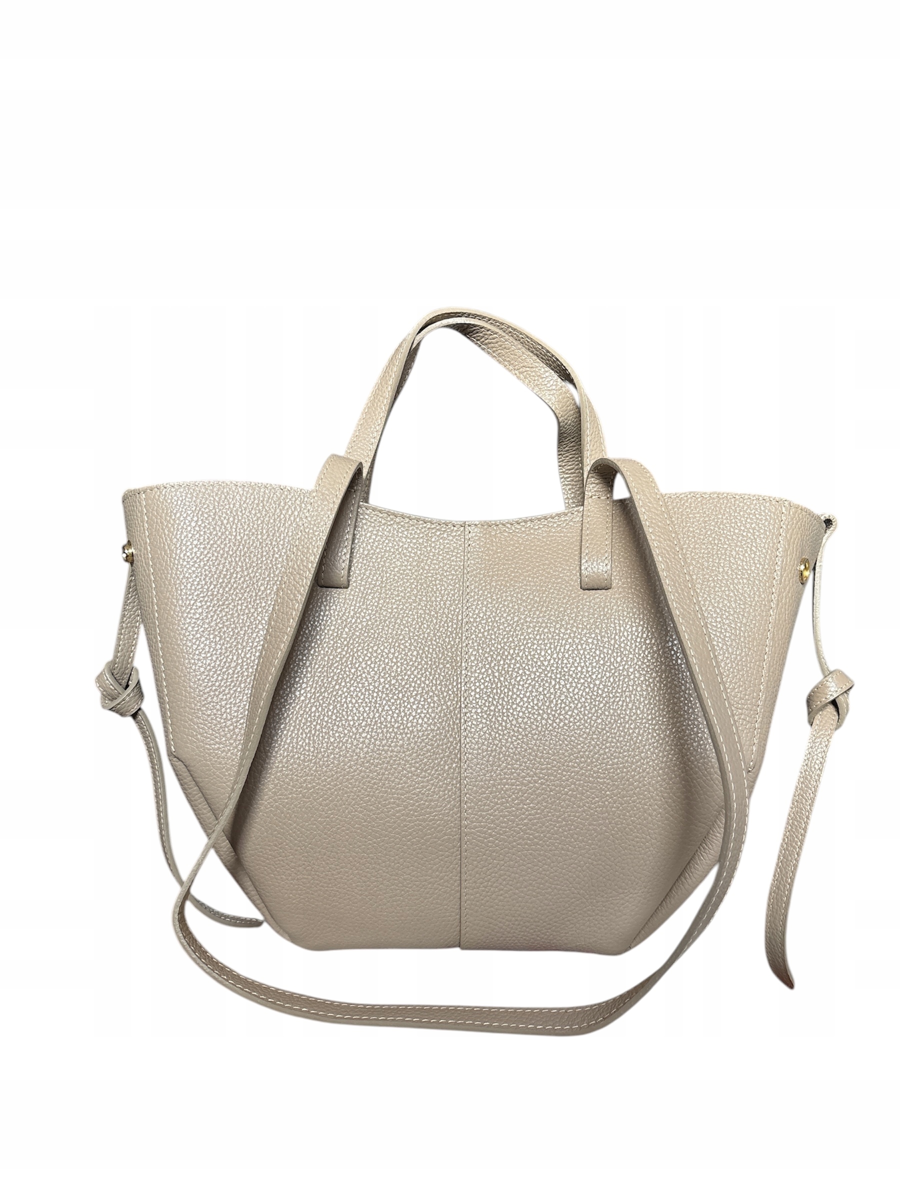 Vera Pelle torebka shopper skóra naturalna beżowy