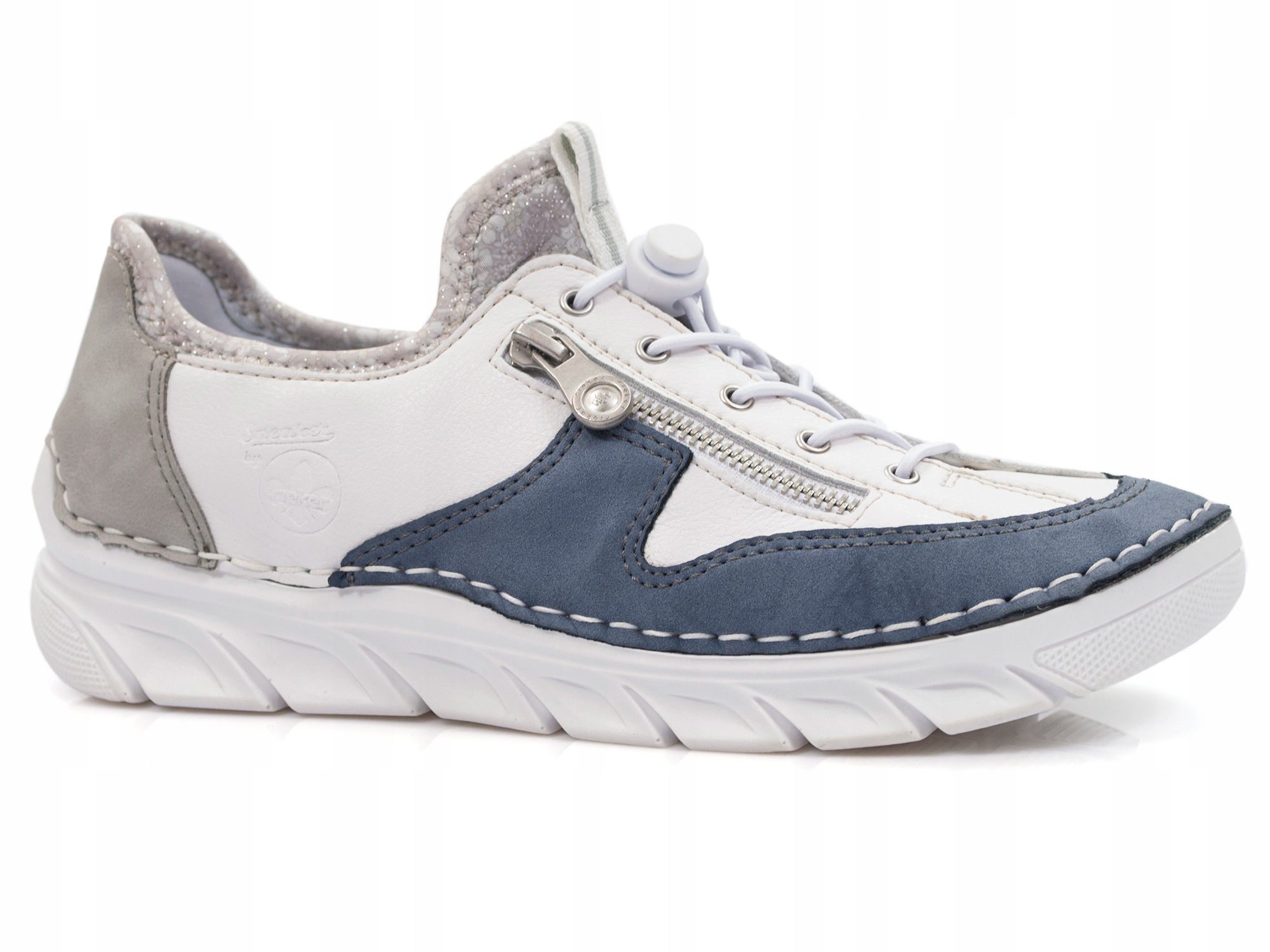 

półbuty Rieker 55064-80 komfortowe Białe sneakersy