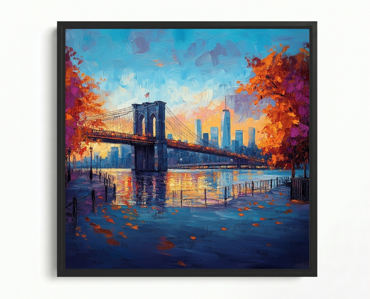 Obraz Rám American Box Manhattan Brooklyn Bridge Podzimní Most Nyc 40x40