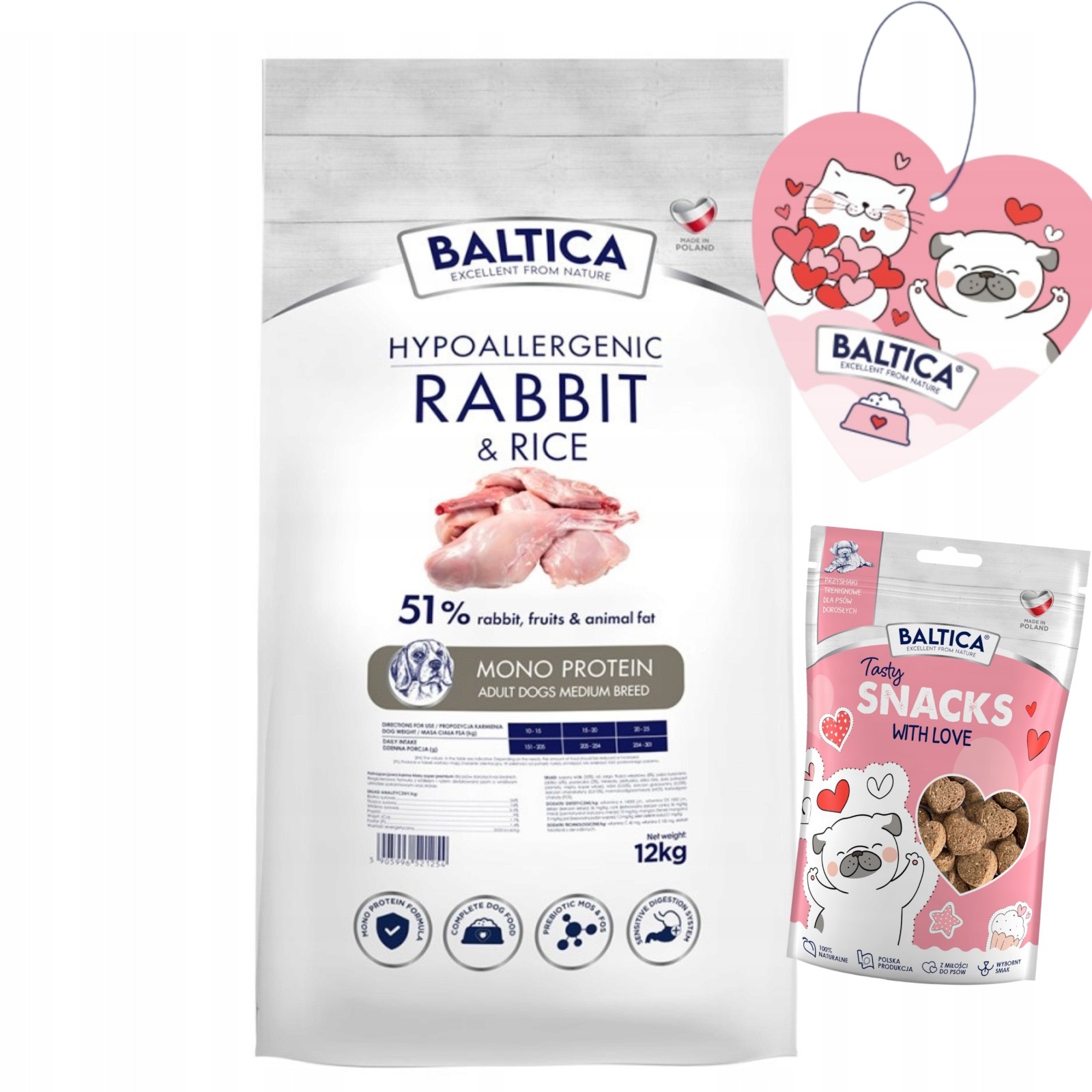 Baltica Nutraceutic Adult Królik z Ryżem M 12kg Hipoalergiczna Sucha Karma
