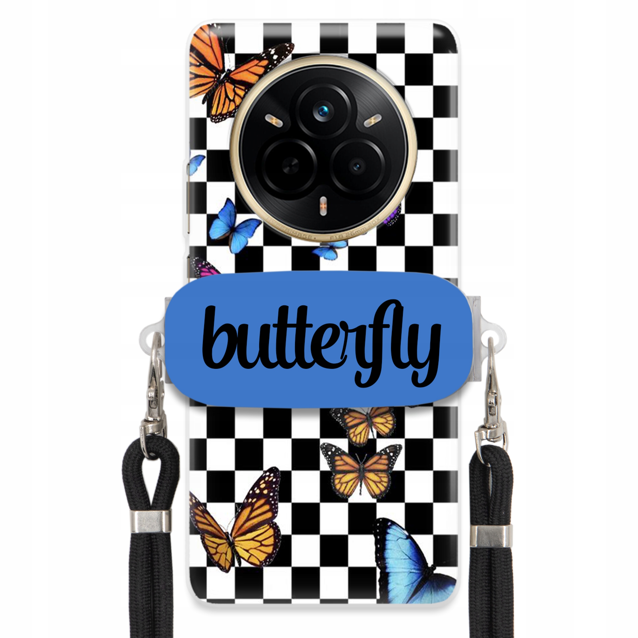 Pouzdro Pro Realme 14 Pro 5G Case Obdélníkový Úchyt Vodítko Butterfly Motýli