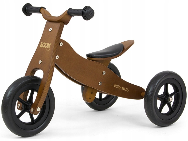 Rowerek biegowy Milly Mally Look 2w1 Natural Brązowy