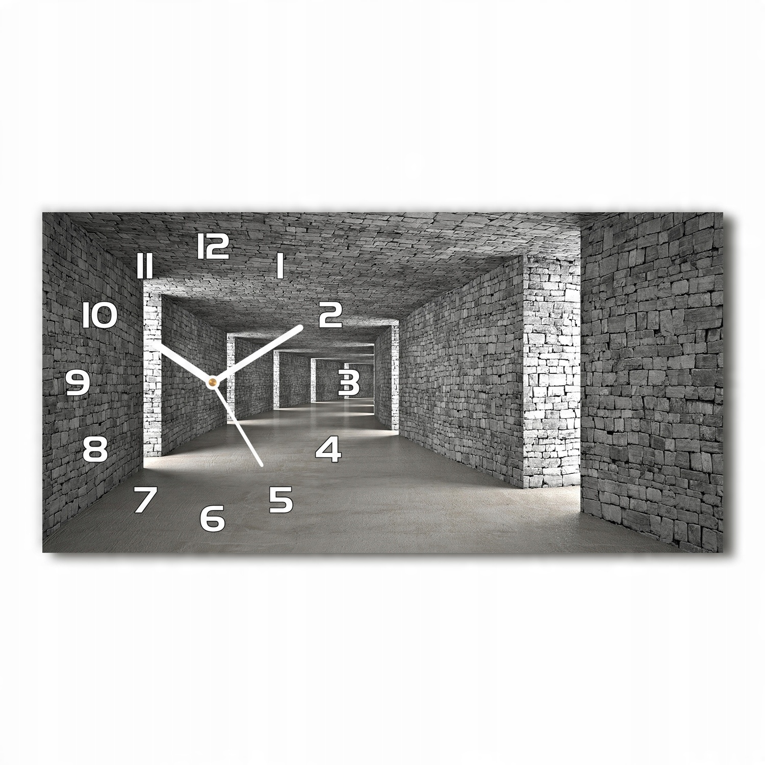 

Zegar ścienny szklany cichy Tunel z cegły 60x30 cm