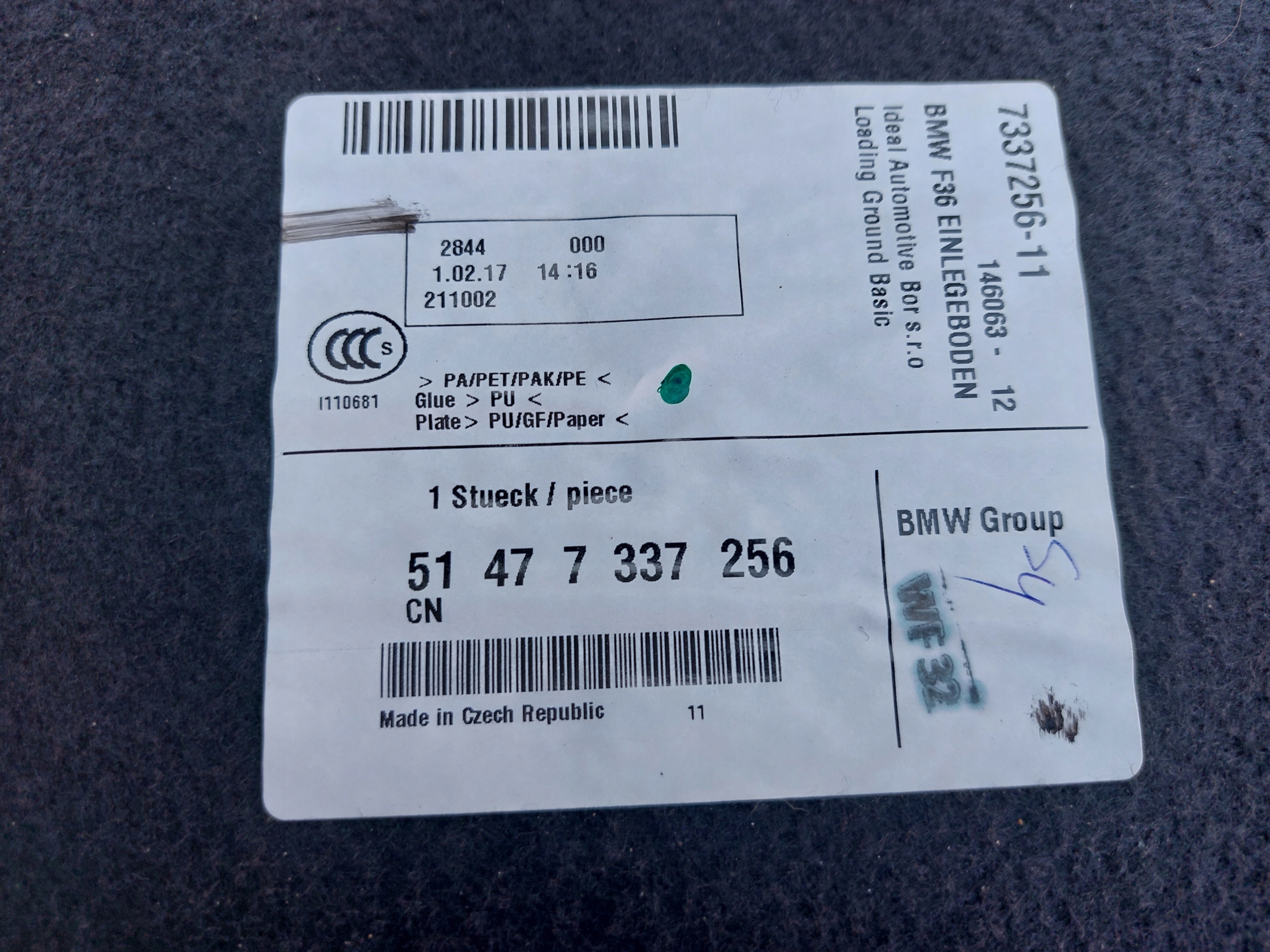 mats floor boot BMW 4 F36 17r
