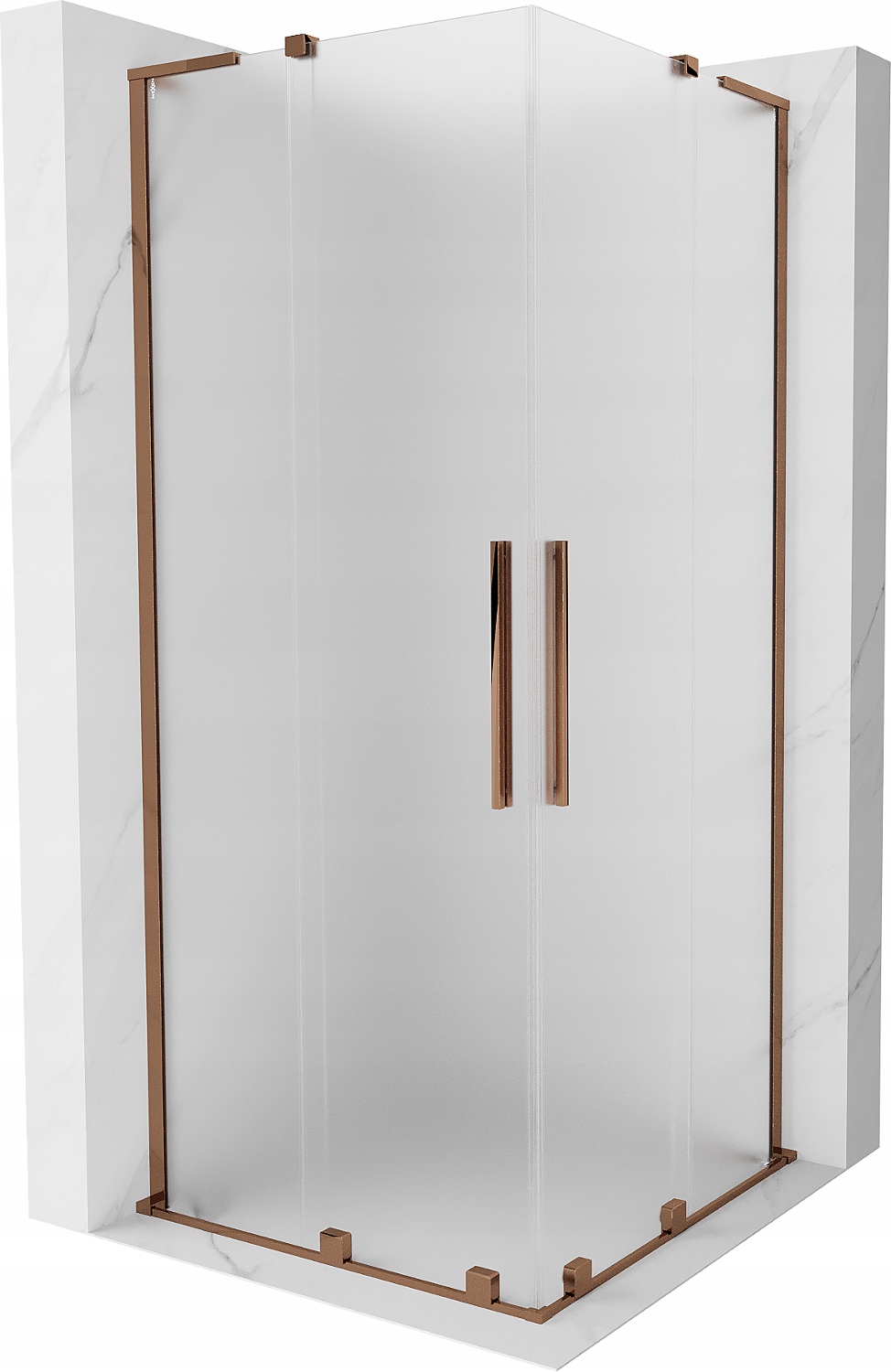 Mexen Velar L Duo 90x90, Matné Sklo, Růžové Zlato, Posuvné Dveře