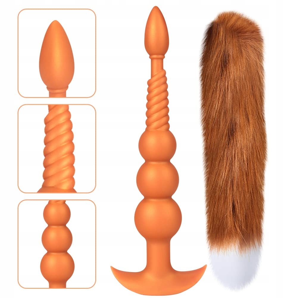 FOXTROT Korek Analny Z Odczepianym Ogonem Silikonowy Trener BDSM Cosplay — miniatura 3
