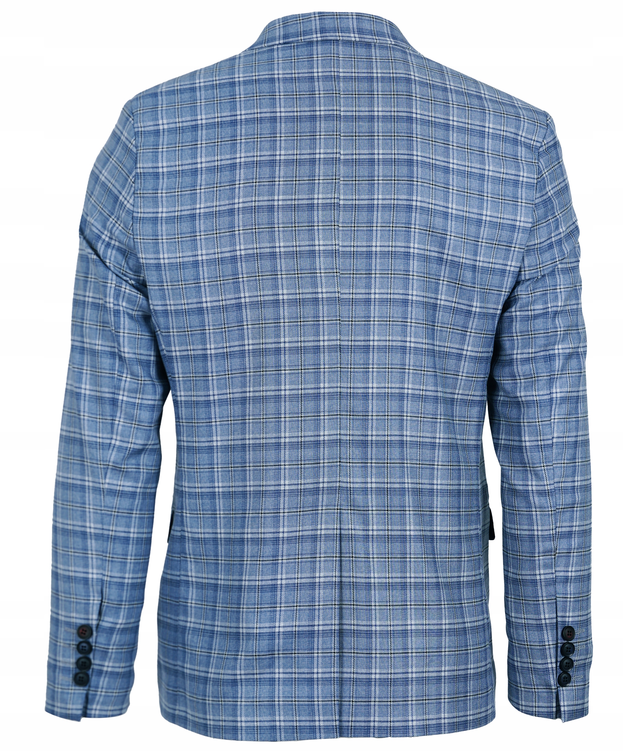 MARYNARKA MĘSKA W KRATKĘ CASUAL SLIM NIEBIESKA 48 Rozmiar 48