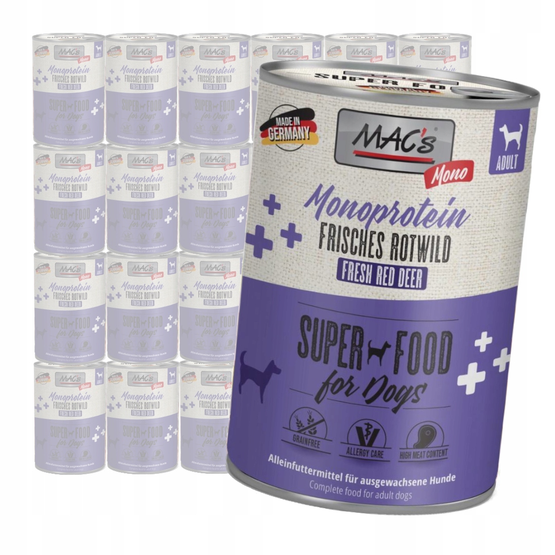 Levně Mac's Dog Monoprotein Vlhké Krmivo s jelenem pro psa 24x400g Hypoalergenní